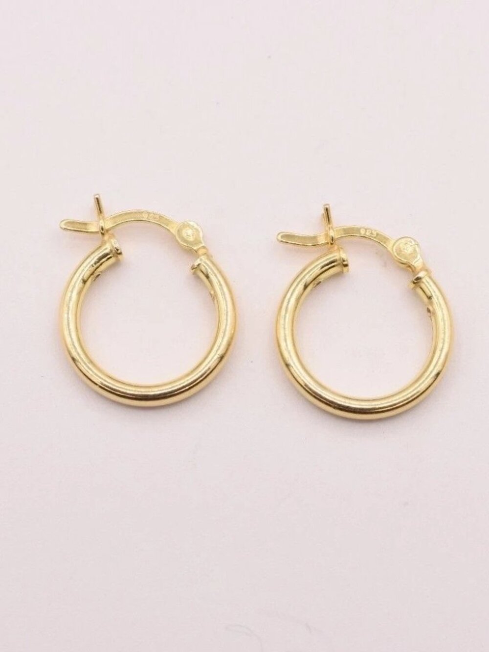 14K Plated Sterling Silver Hoop Earrings – 15mm